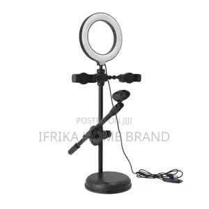 Mic Stand Ring Light With Phone Dual Round Base Microphone