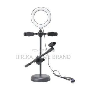 Mic Stand Ring Light With Phone Dual Round Base Microphone