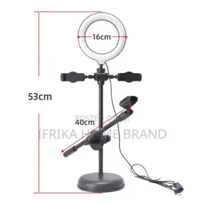 Mic Stand Ring Light With Phone Dual Round Base Microphone