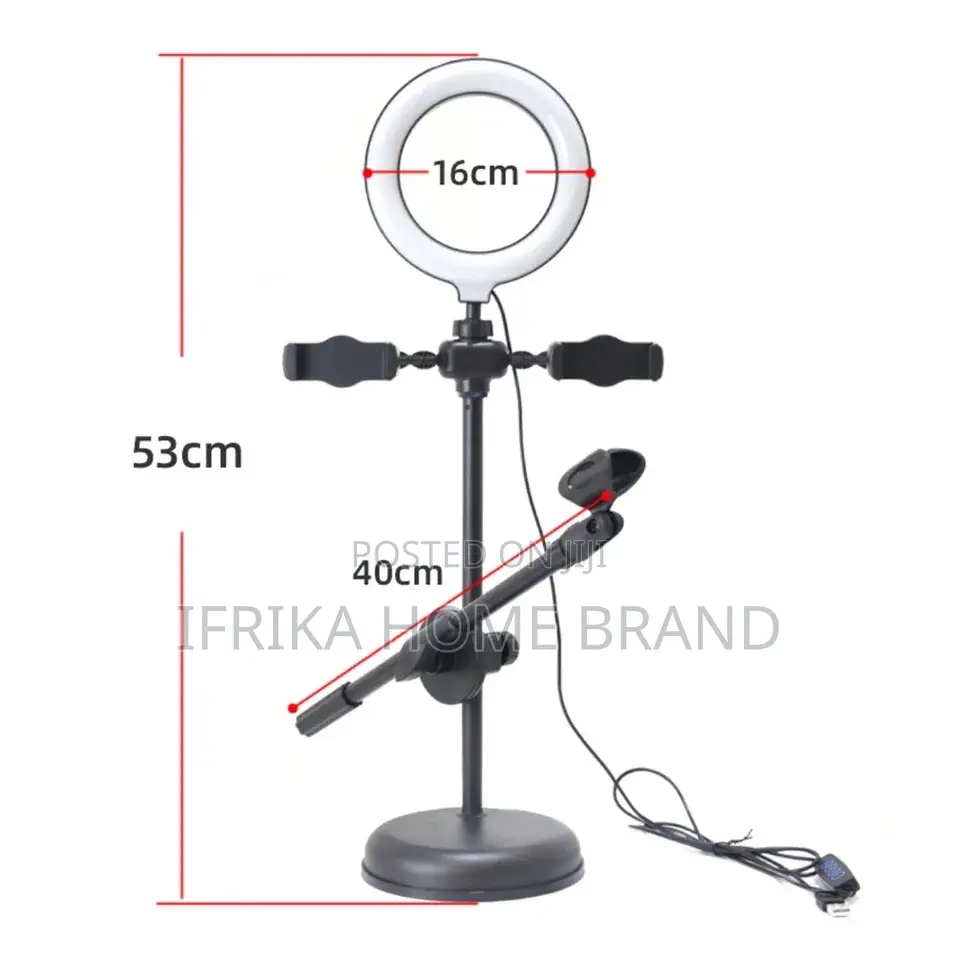 Mic Stand Ring Light With Phone Dual Round Base Microphone