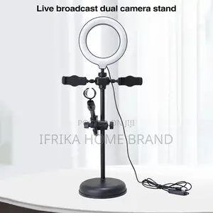 Mic Stand Ring Light With Phone Dual Round Base Microphone