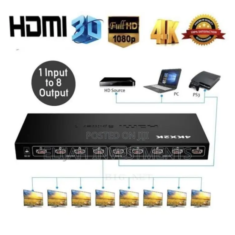 Hdmi Splitter 8 Port (1 Input to 8 Output) Converter