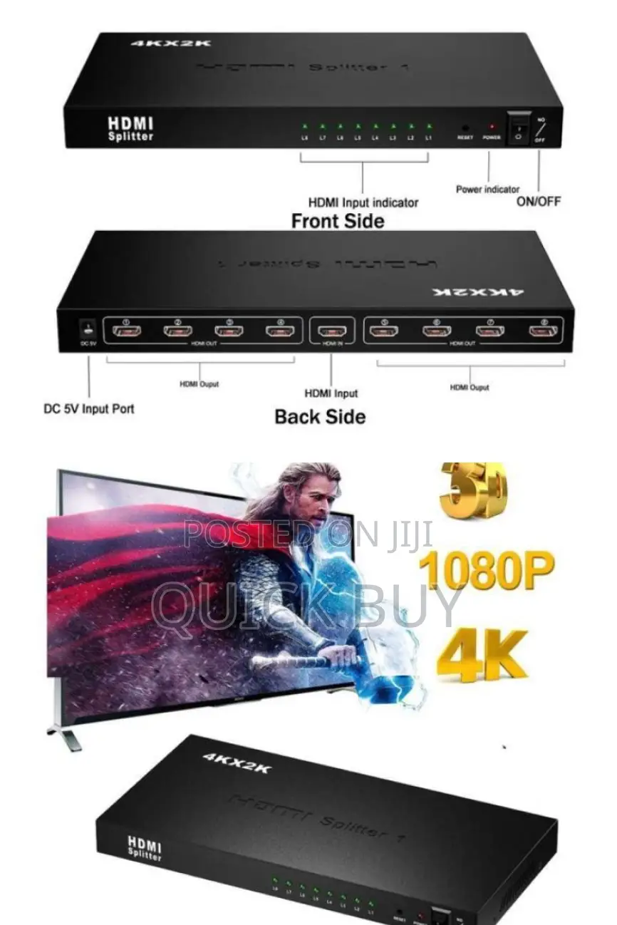 Hdmi Splitter 8 Port(1input- 8 Output) Converter