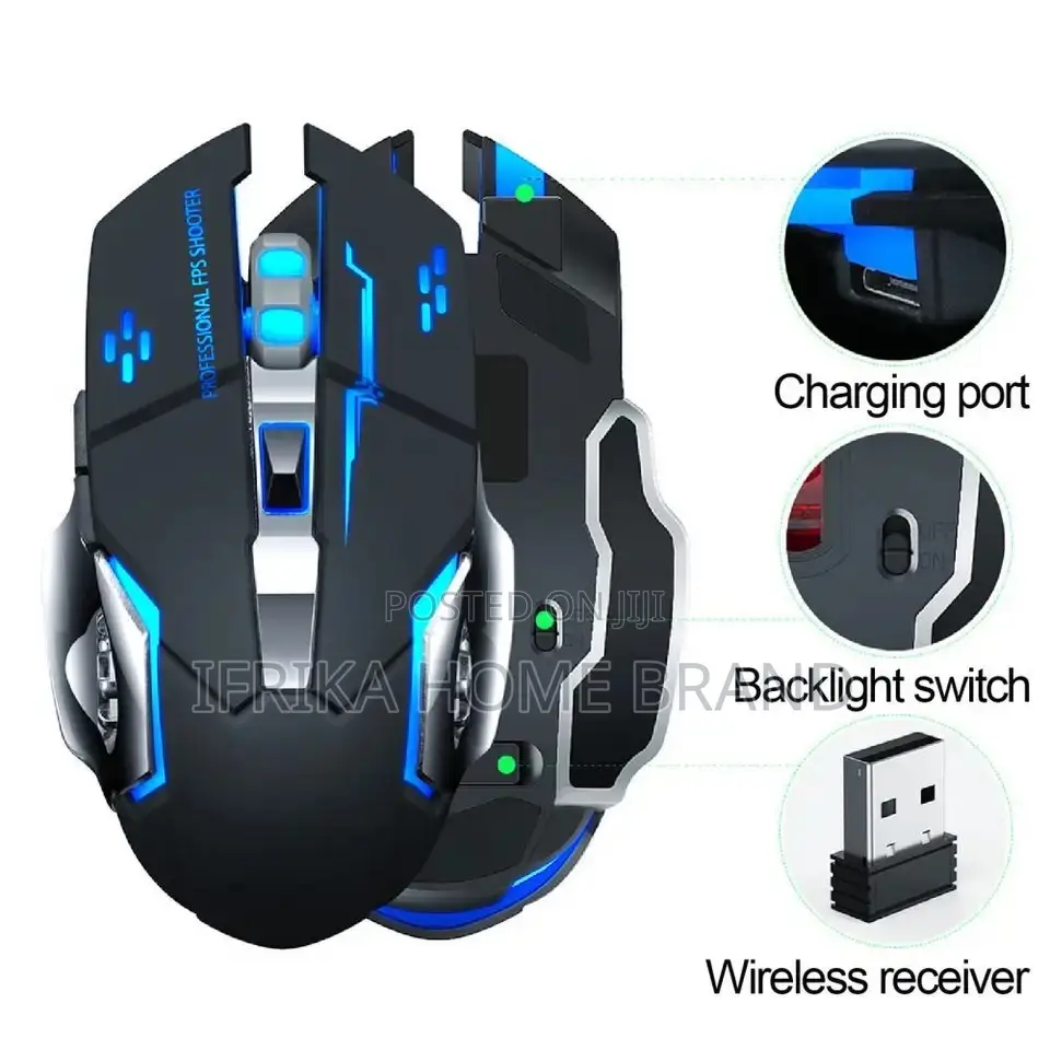 Rechargeable Wireless Gaming Mouse 6 Buttons 2400 DPI 7
