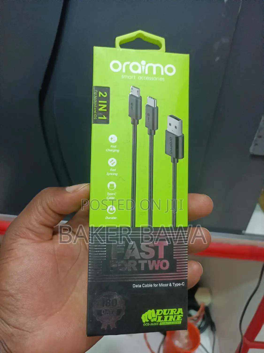 Oraimo 2 in 1 Data Cable for Micro and Type C