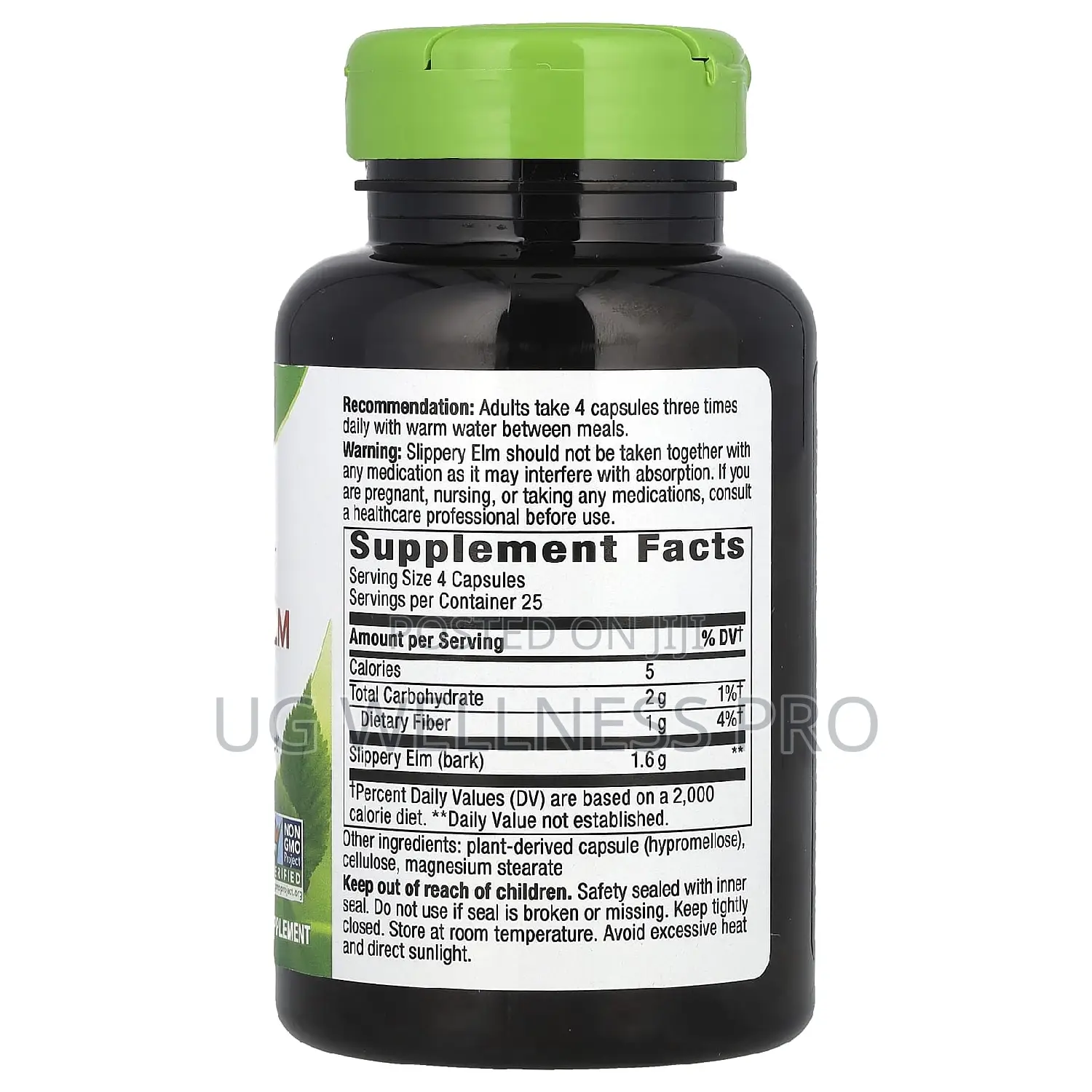Nature's Way, Slippery Elm Bark, 1,600 Mg, 100 Vegan Caps
