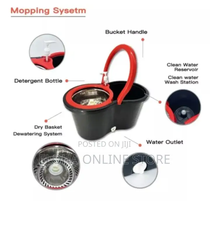 3 Colors] Easywring 360° Head Spin Dry Floor Mop Bucket