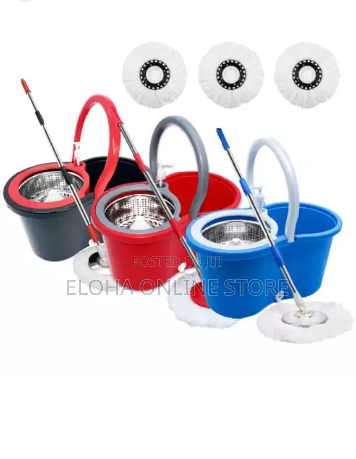 3 Colors] Easywring 360° Head Spin Dry Floor Mop Bucket