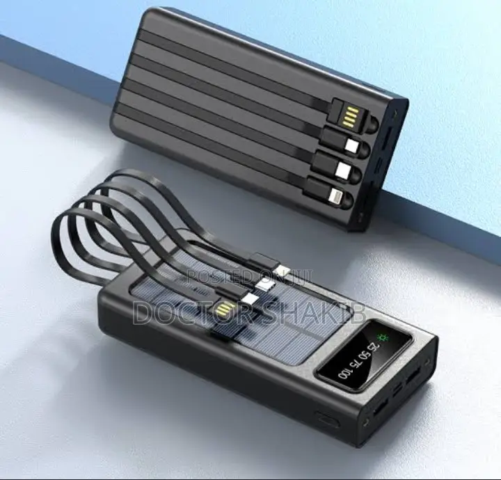 New Portable Charging Solar Power Bank With Built-in Cables