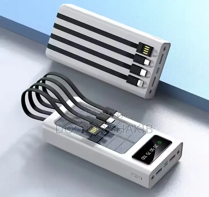 New Portable Charging Solar Power Bank With Built-in Cables