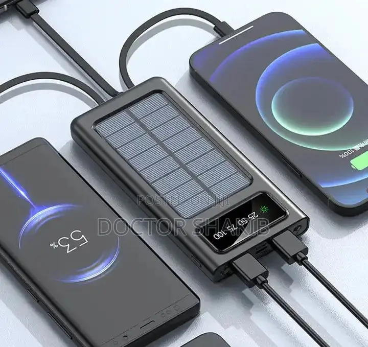 New Portable Charging Solar Power Bank With Built-in Cables