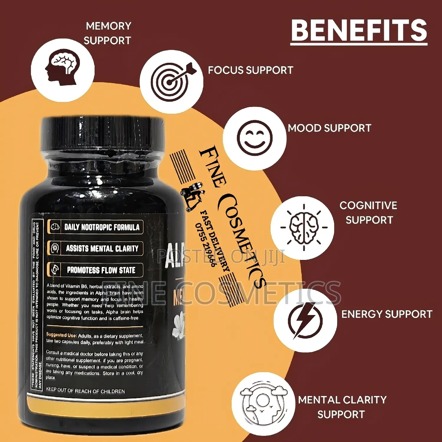 ALPHA BRAIN BOOSTER Memory Loss + Mental Focus Support Pills