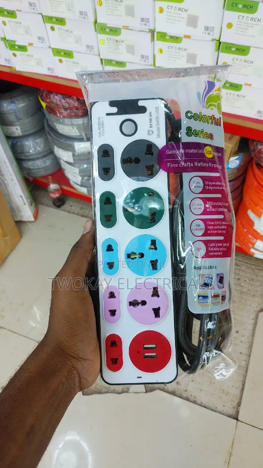 Power Extension Cable 5 Way With USB