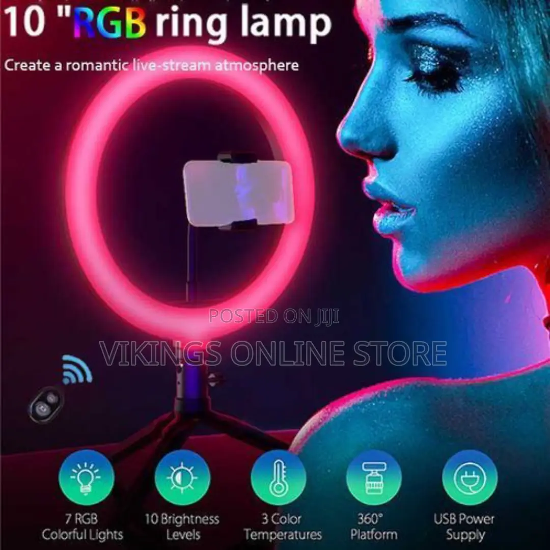10inch RGB Ring Light Photography Lighting Dimmable - Black