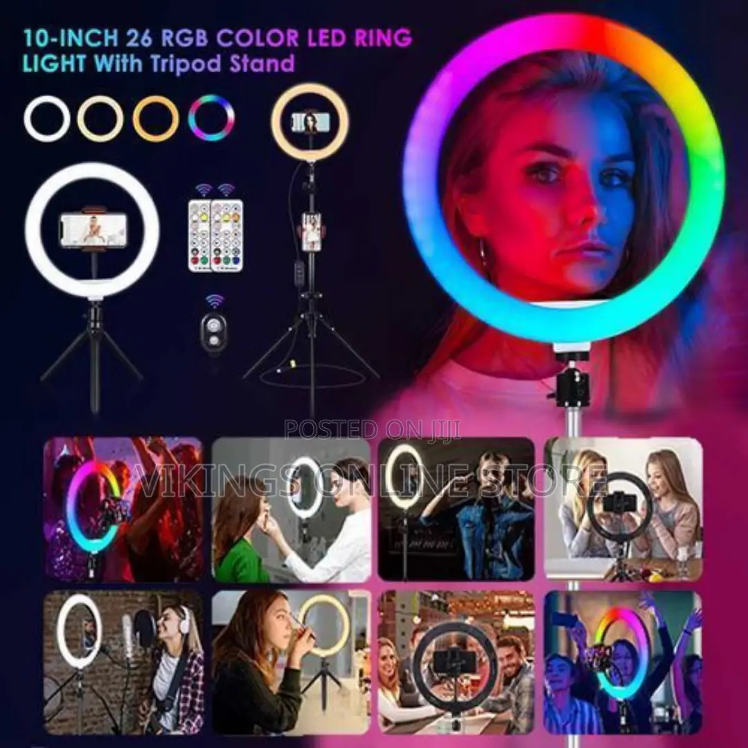 10inch RGB Ring Light Photography Lighting Dimmable - Black