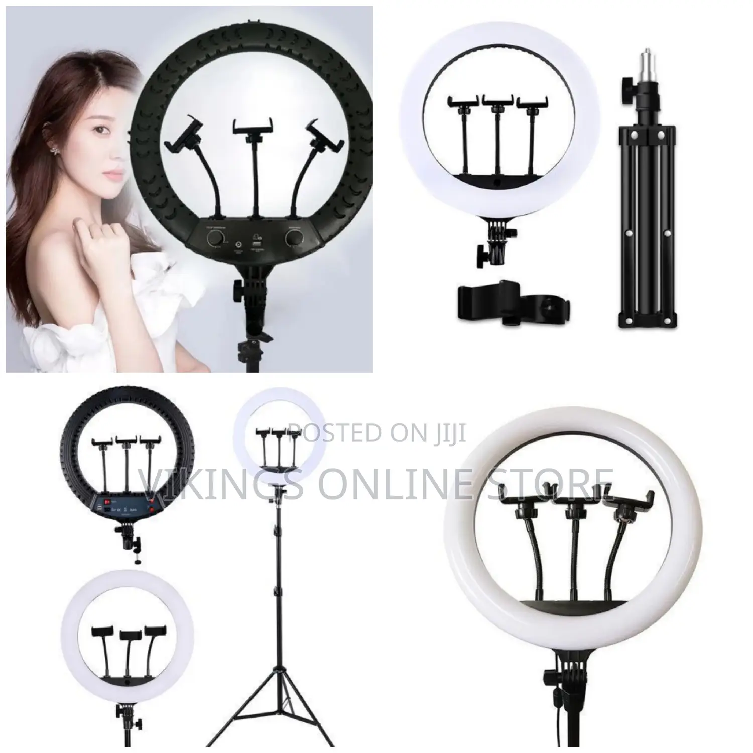 18 Inch Bright LED Ring Light With 3 Colors - Black