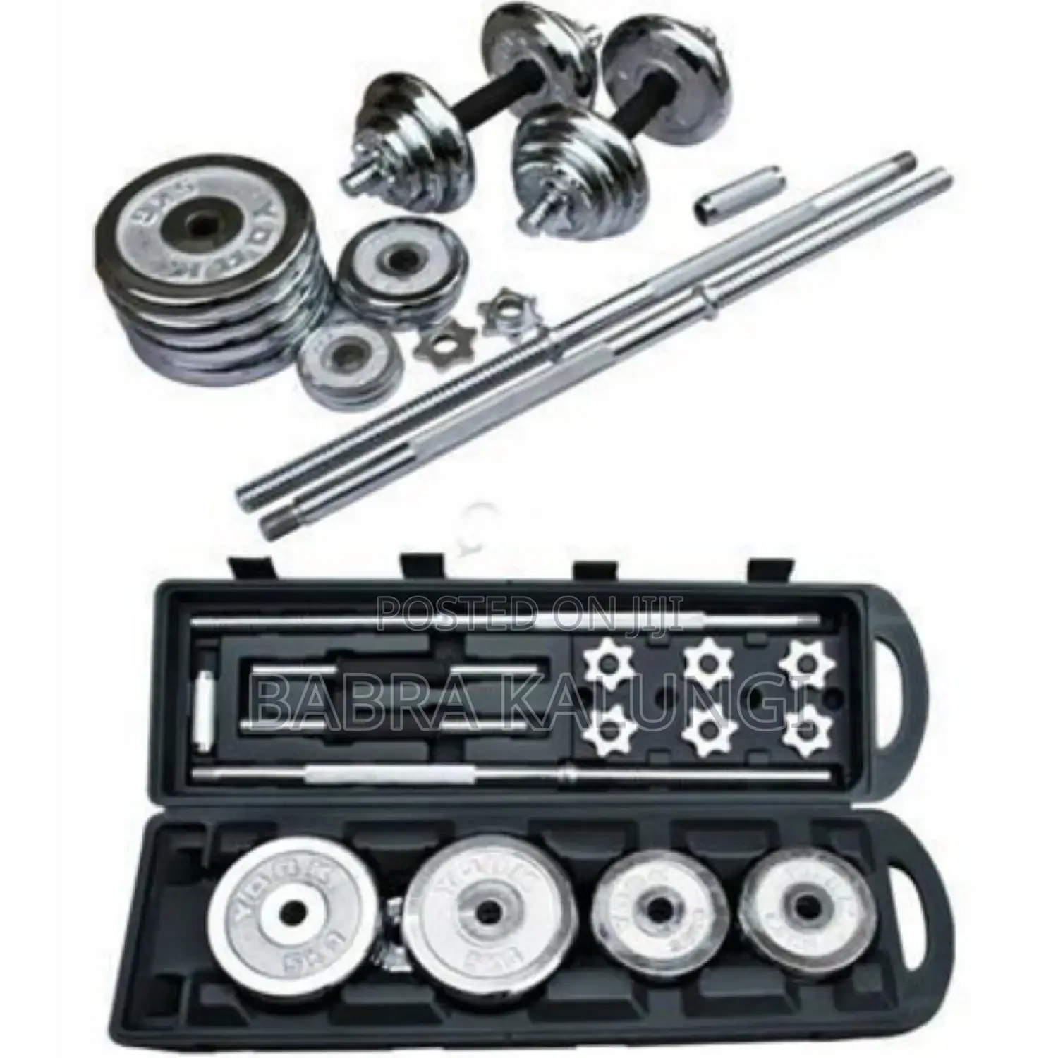 York Fitness Barbell Dumbbells Set 50kg _ Silver