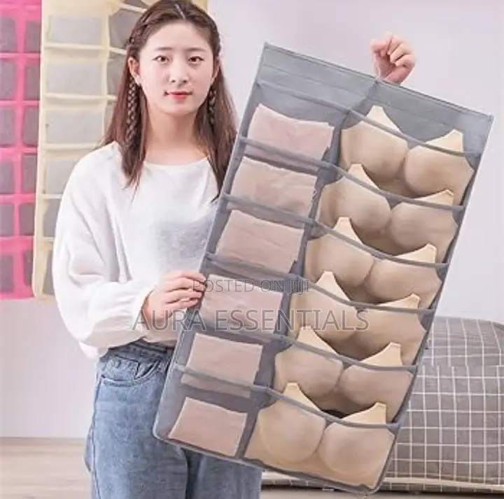 Bra Hanging Bag Cloth Dual Sided Wall Shelf