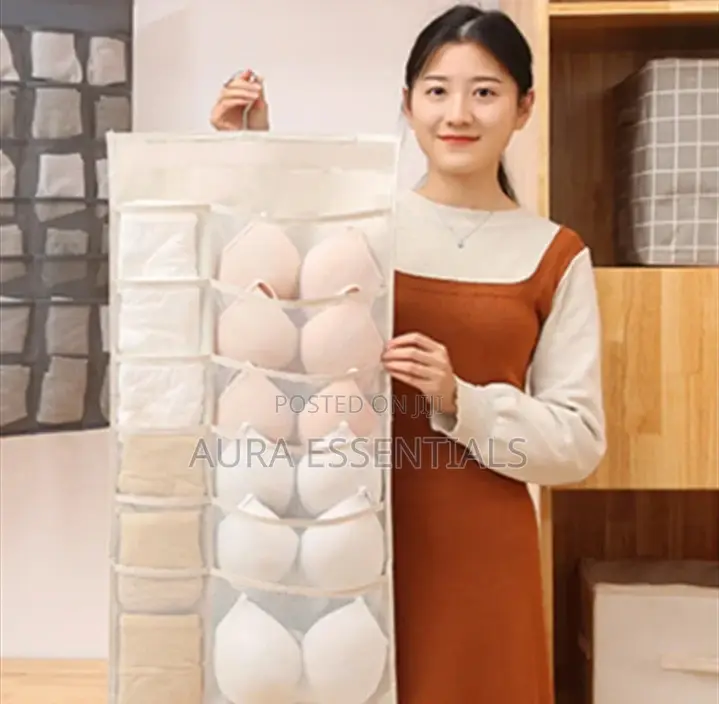 Bra Hanging Bag Cloth Dual Sided Wall Shelf