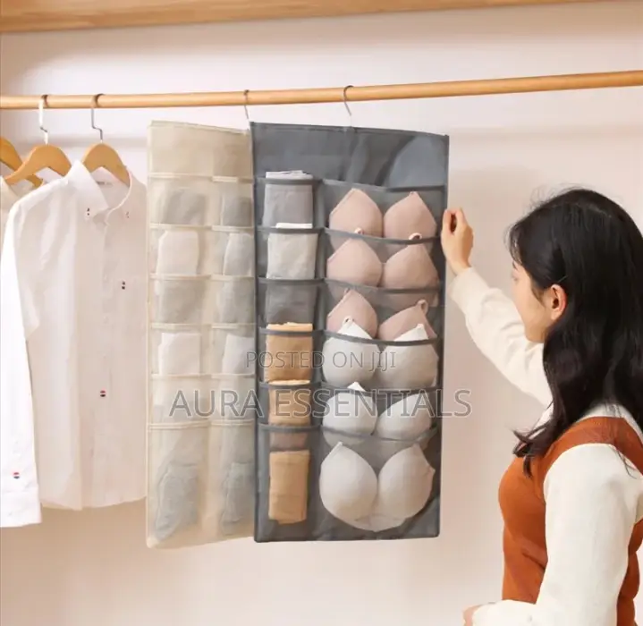 Bra Hanging Bag Cloth Dual Sided Wall Shelf