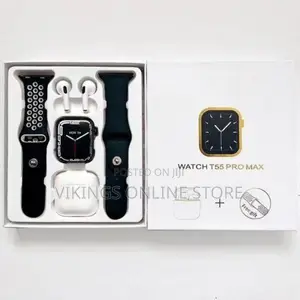 T55/W26 Pro Max 2 in 1 Smart Watch With Earphone - Black