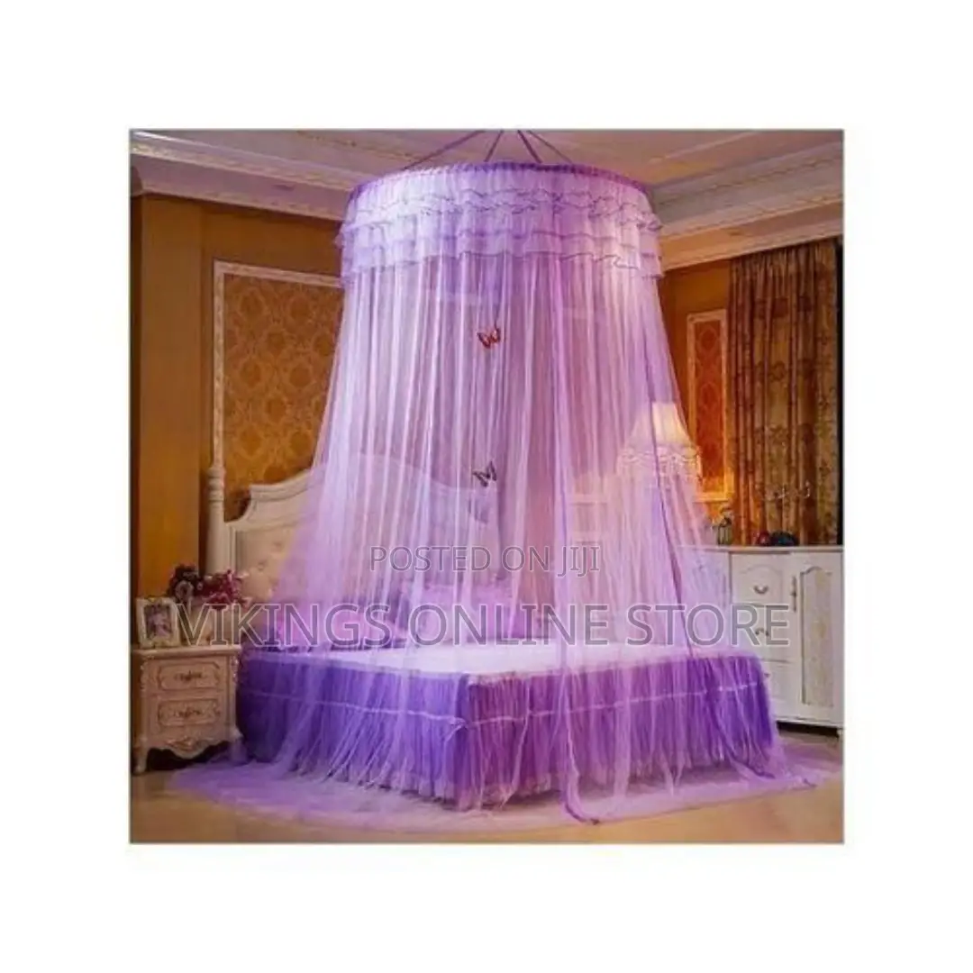 Big Purple Round Mosquito Net for Single Bed- Free Size