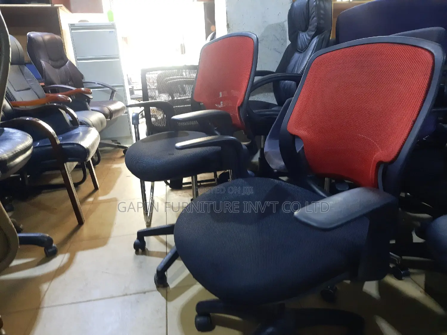 Red -Black Office Chairs, 2 Pieces