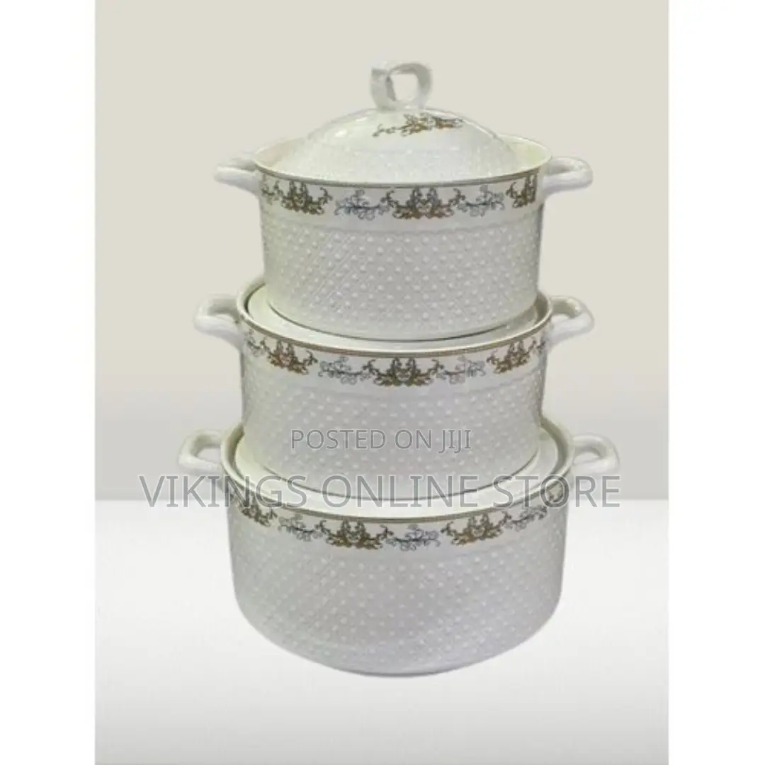 Set of 3pc Ceramic Dishes - Design May Vary - White