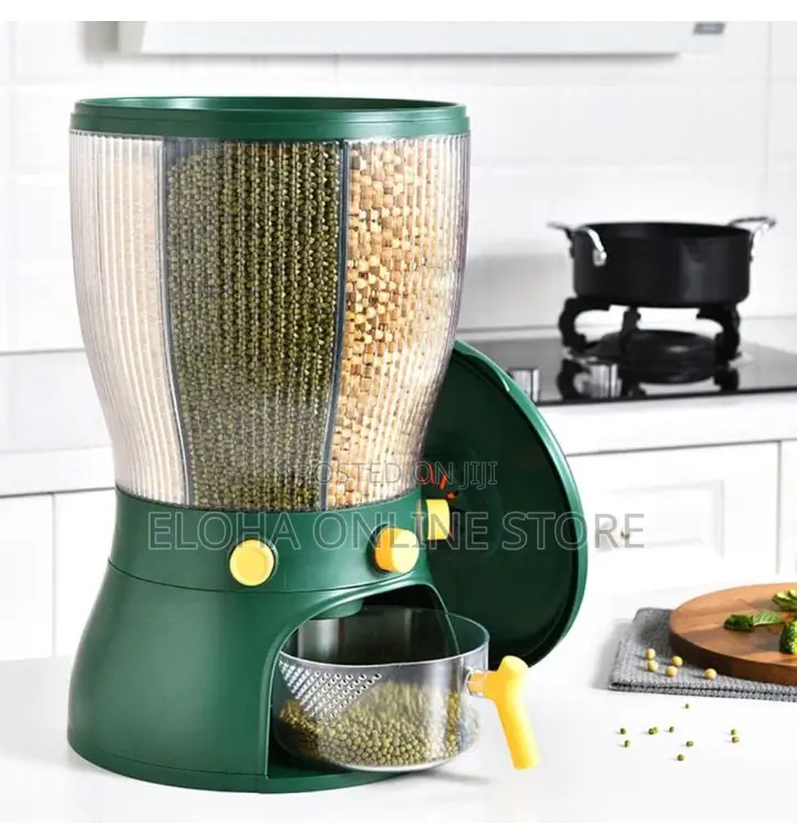 360rotating Grain Food Storage Container With Measuring Cup