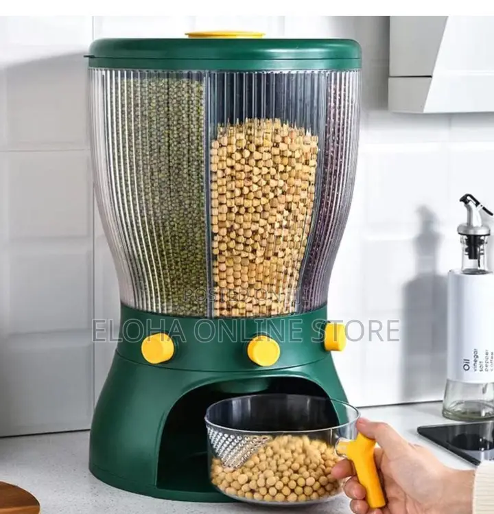 360rotating Grain Food Storage Container With Measuring Cup