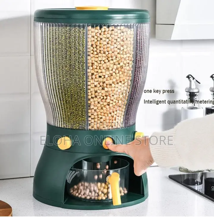 360rotating Grain Food Storage Container With Measuring Cup