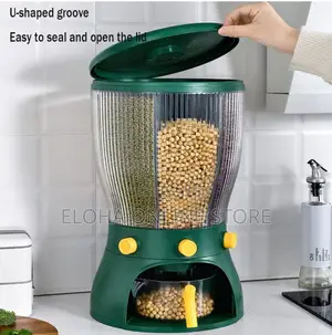 360rotating Grain Food Storage Container With Measuring Cup