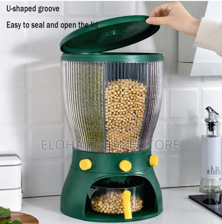 360rotating Grain Food Storage Container With Measuring Cup