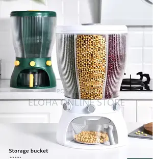 360rotating Grain Food Storage Container With Measuring Cup
