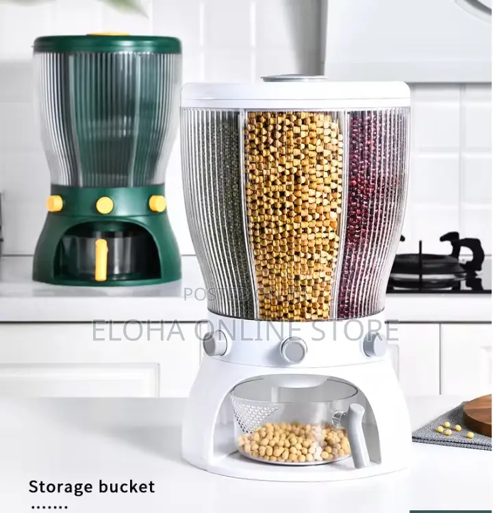 360rotating Grain Food Storage Container With Measuring Cup