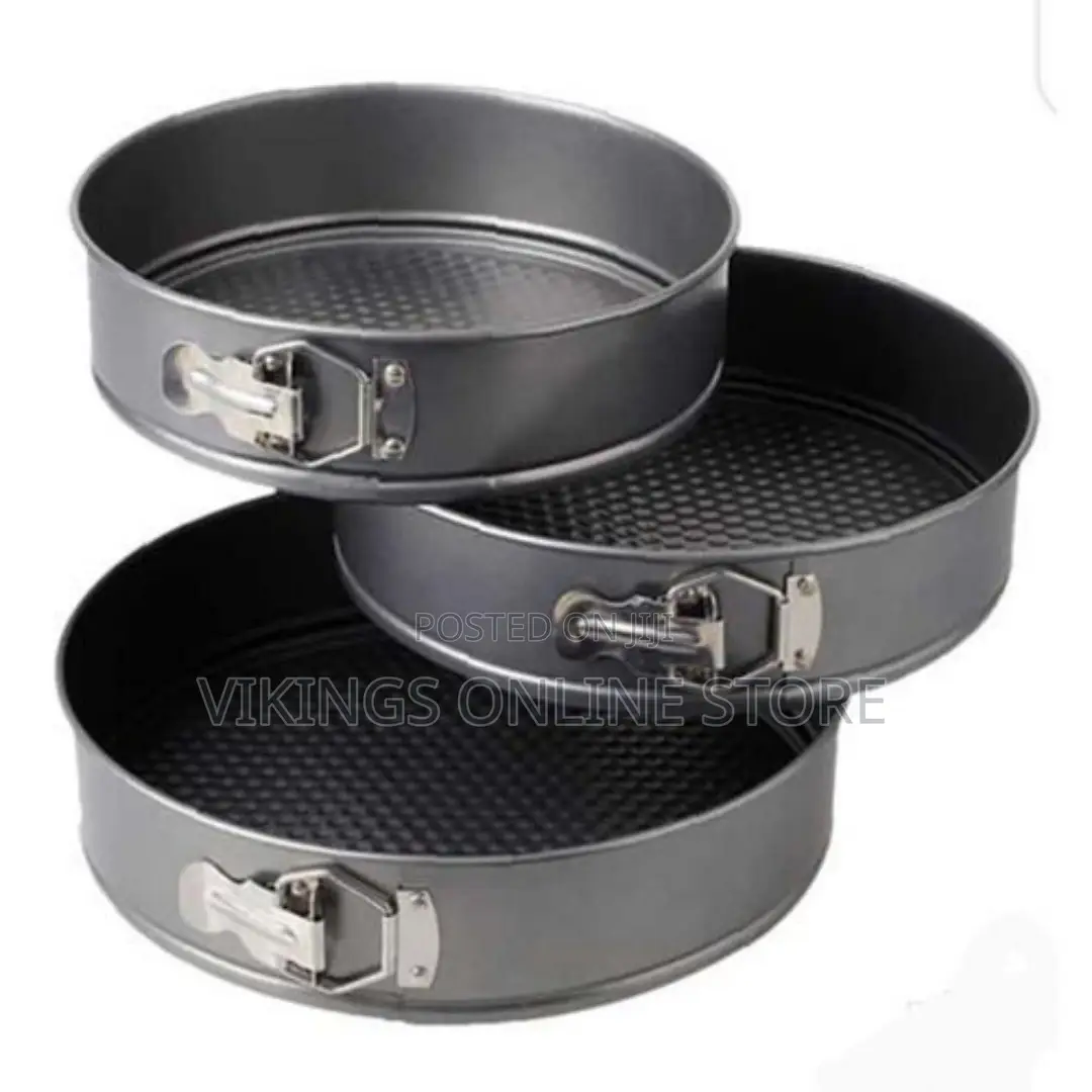 3pcs Round Cake Mould Non-Stick Set Bread Baking Pan - Black