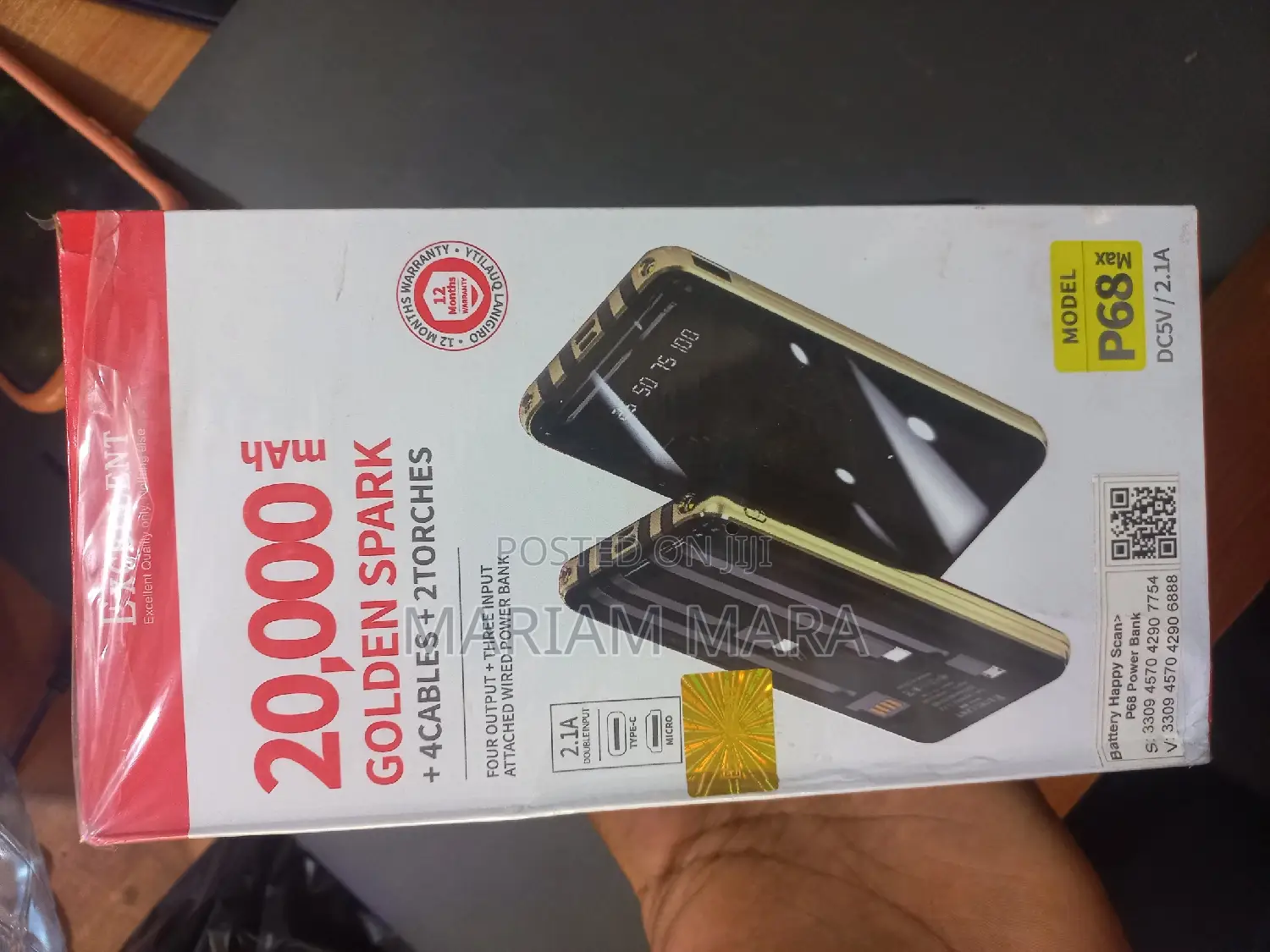 Power Bank 20,000mah/Excellent Golden Spark