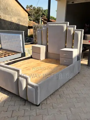 5by6 Gray Fabric Bed With Gold Stickers