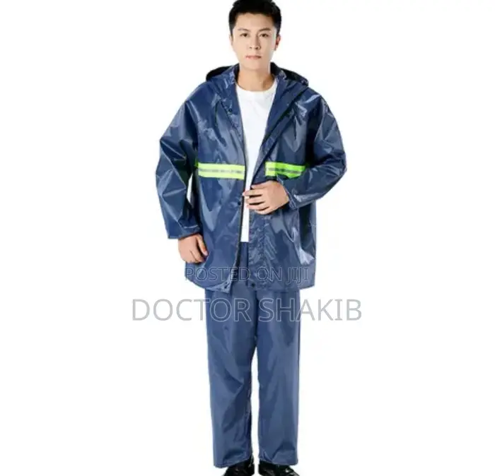 Adults' Oxford Fabric Rain Suit With Reflective Hooded Coat