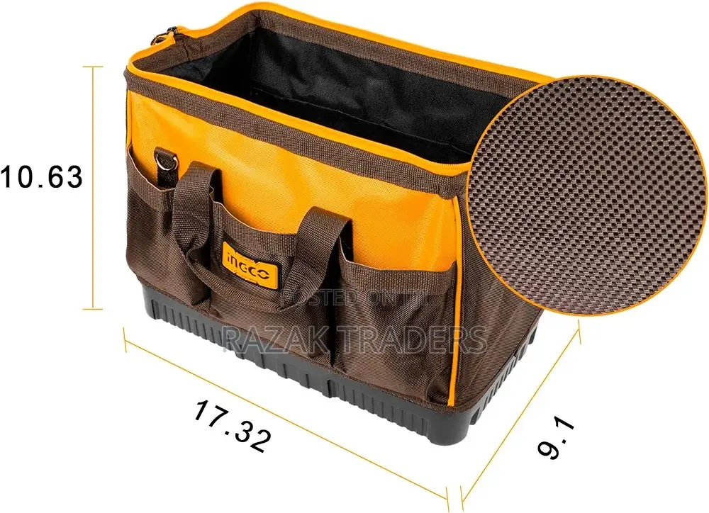 INGCO 16 Inch Tool Bag With 16 Pockets Wide Mouth Storage