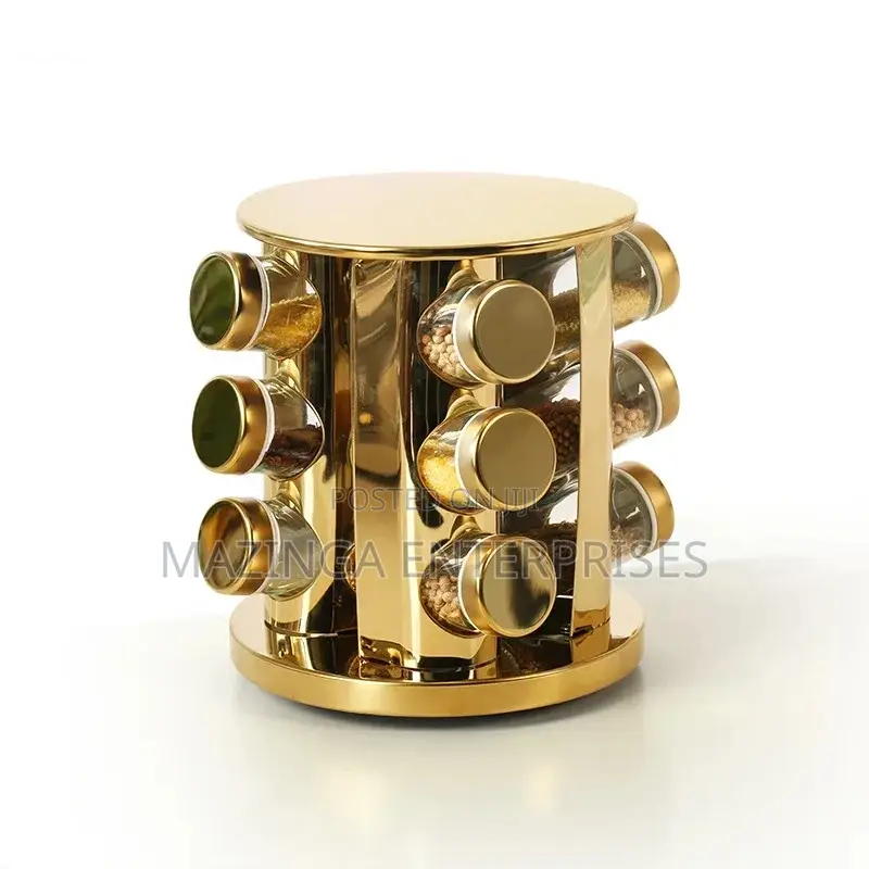 12jars Gold Rotating Spice and Herb Holder Storage Rack