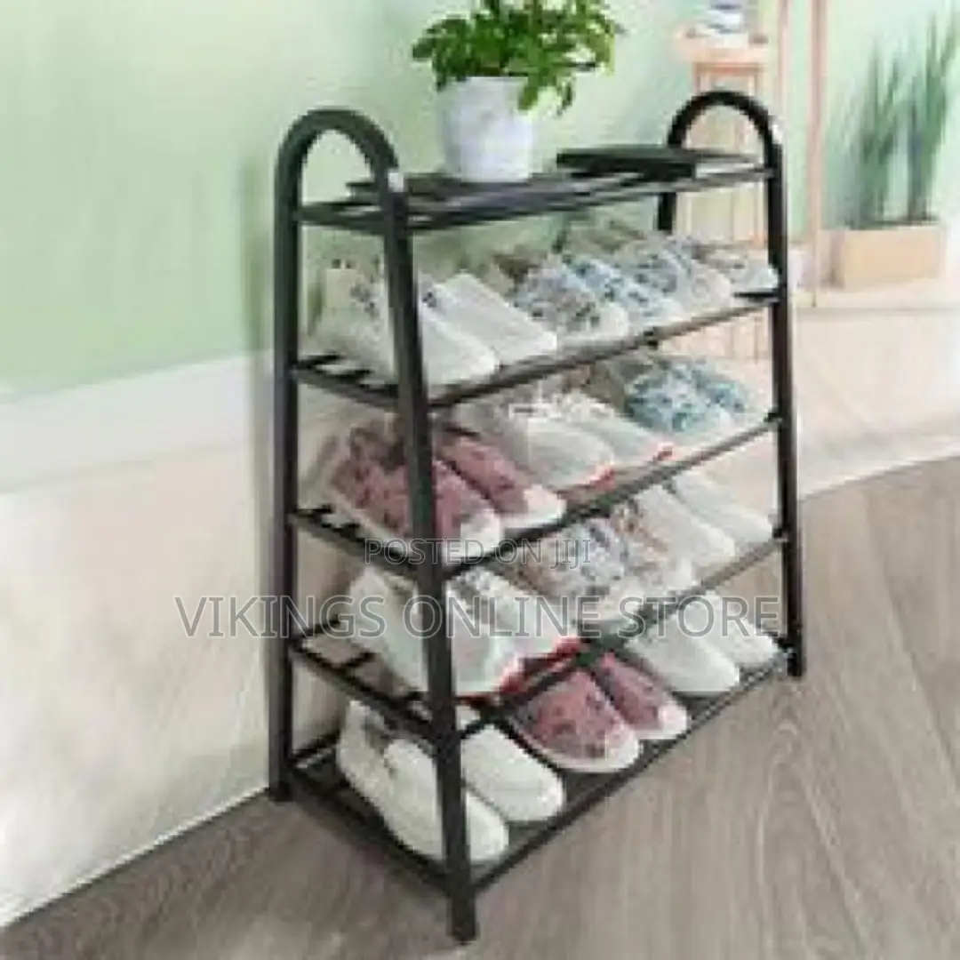 1 Piece of U-Shaped Shoe Rack 5 Tiers Black,Awhite