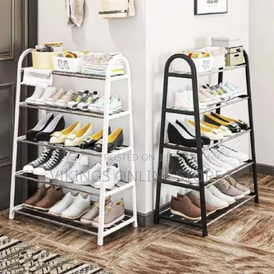 1 Piece of U-Shaped Shoe Rack 5 Tiers Black,Awhite