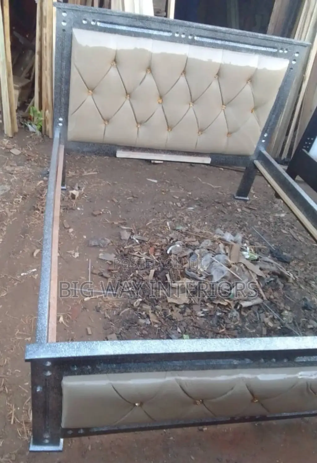 Gray and Cream Leather Bed 4x6
