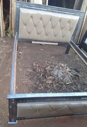 Gray and Cream Leather Bed 4x6