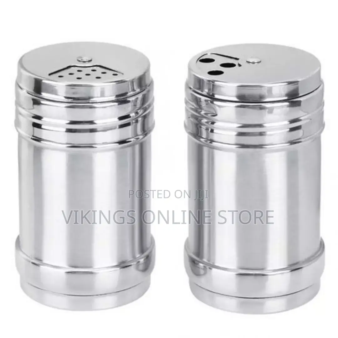2 Pieces Stainless Steel Salt Pepper Spices Shakers