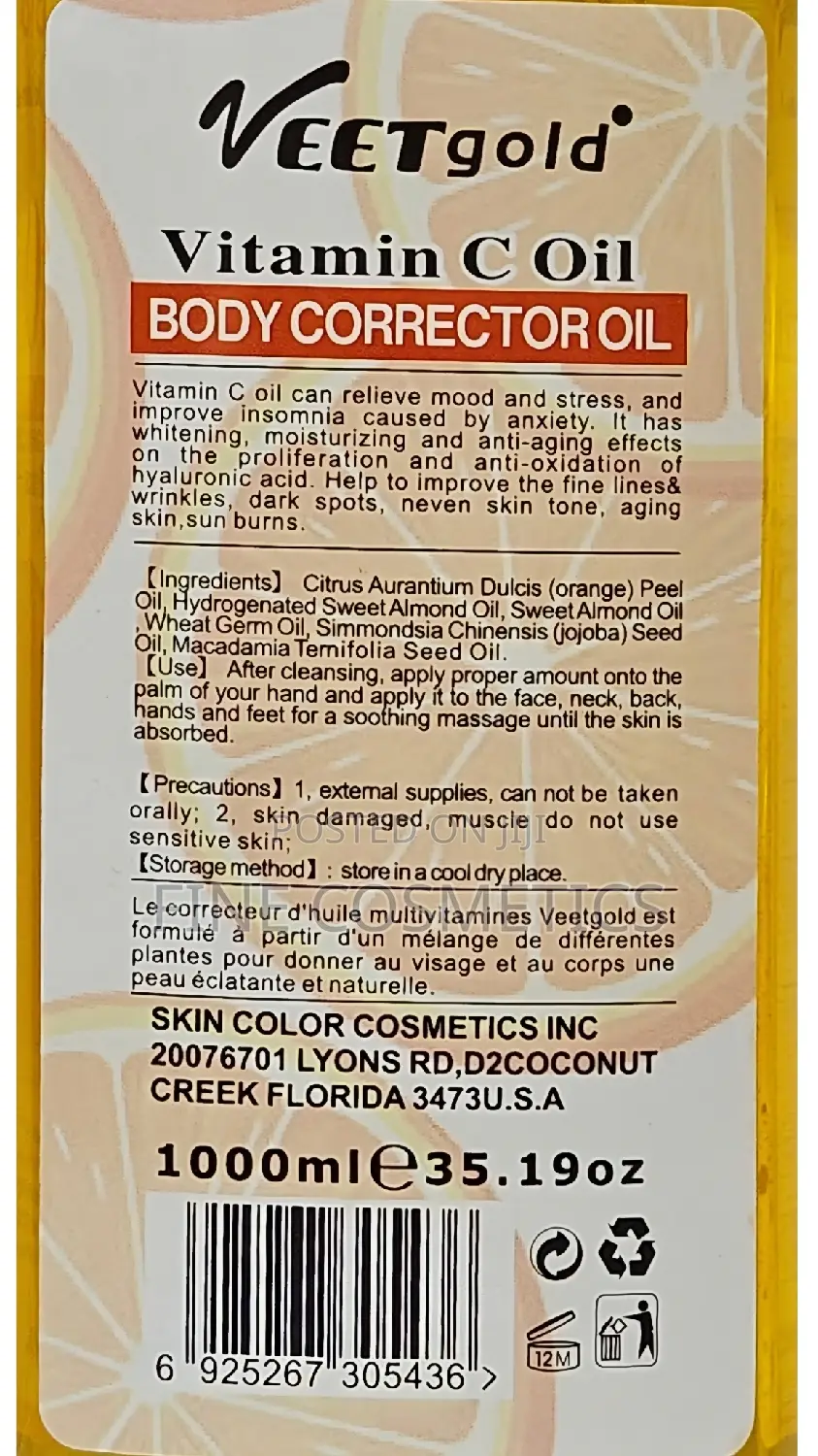 VEETGOLD VITAMIN C OIL | 7days Whitening Glowing Body Oil.