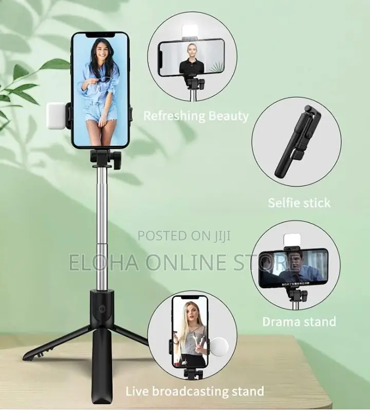 4 in 1 Selfie Stick Tripod With Light
