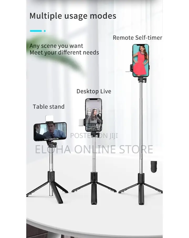 4 in 1 Selfie Stick Tripod With Light