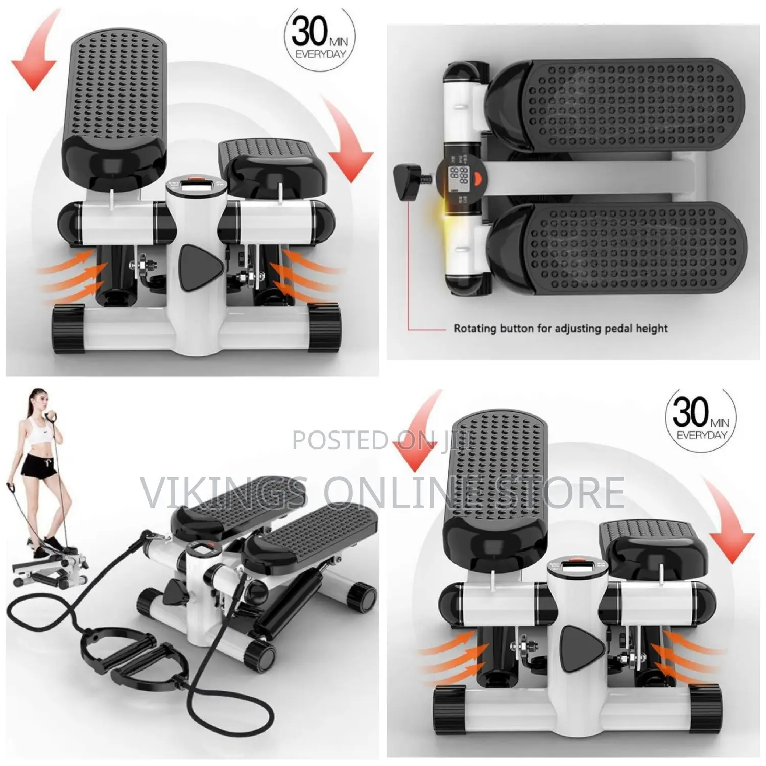 2in1 Stepper With Electric Ropes, Mini Exercise Bike